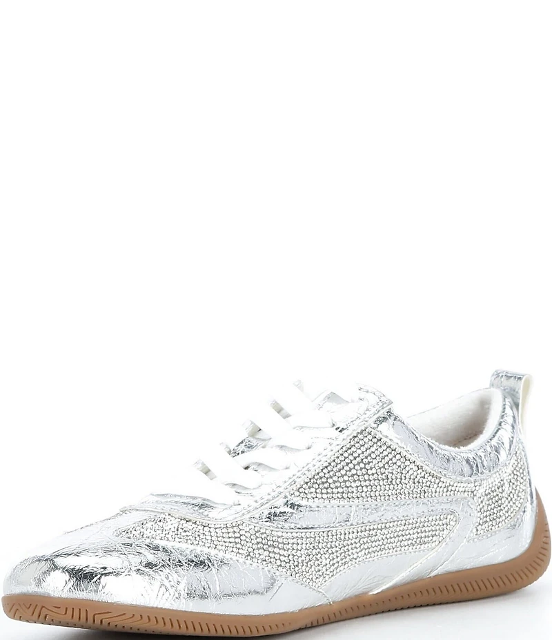 Gianni Bini Cade Crinkle Metallic and Rhinestone Retro Sneakers