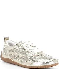 Gianni Bini Cade Crinkle Metallic and Rhinestone Retro Sneakers