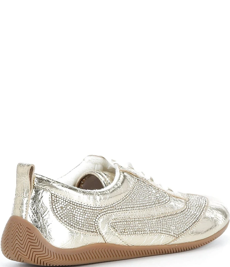 Gianni Bini Cade Crinkle Metallic and Rhinestone Retro Sneakers