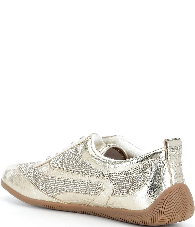 Gianni Bini Cade Crinkle Metallic and Rhinestone Retro Sneakers