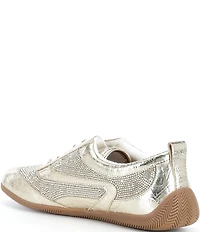 Gianni Bini Cade Crinkle Metallic and Rhinestone Retro Sneakers