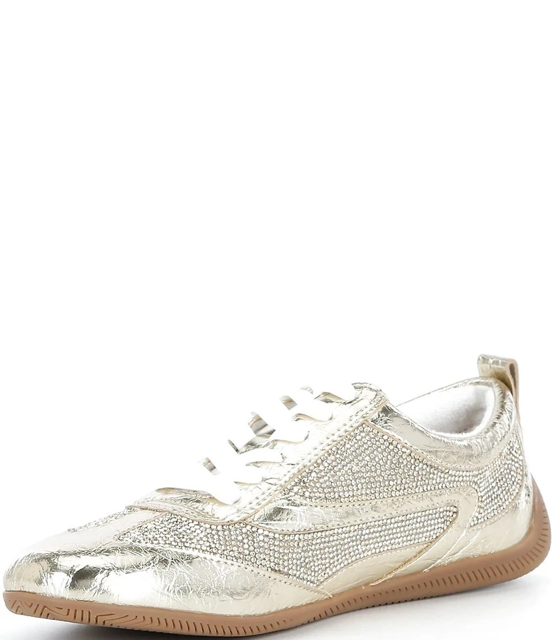 Gianni Bini Cade Crinkle Metallic and Rhinestone Retro Sneakers
