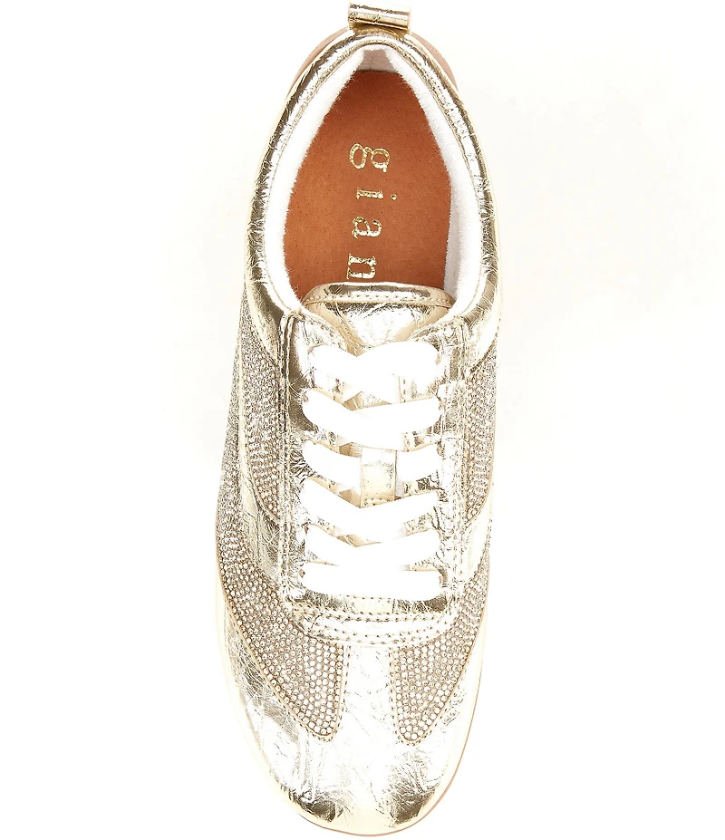 Gianni Bini Cade Crinkle Metallic and Rhinestone Retro Sneakers
