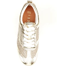 Gianni Bini Cade Crinkle Metallic and Rhinestone Retro Sneakers