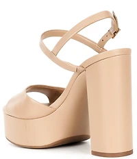 Gianni Bini Calvan Leather Platform Block Heel Sandals