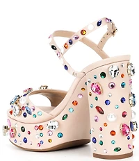 Gianni Bini Calvan Two Rainbow Jewel Ornamented Platform Dress Sandals