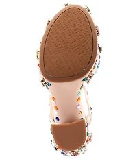 Gianni Bini Calvan Two Rainbow Jewel Ornamented Platform Dress Sandals