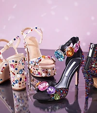 Gianni Bini Calvan Two Rainbow Jewel Ornamented Platform Dress Sandals