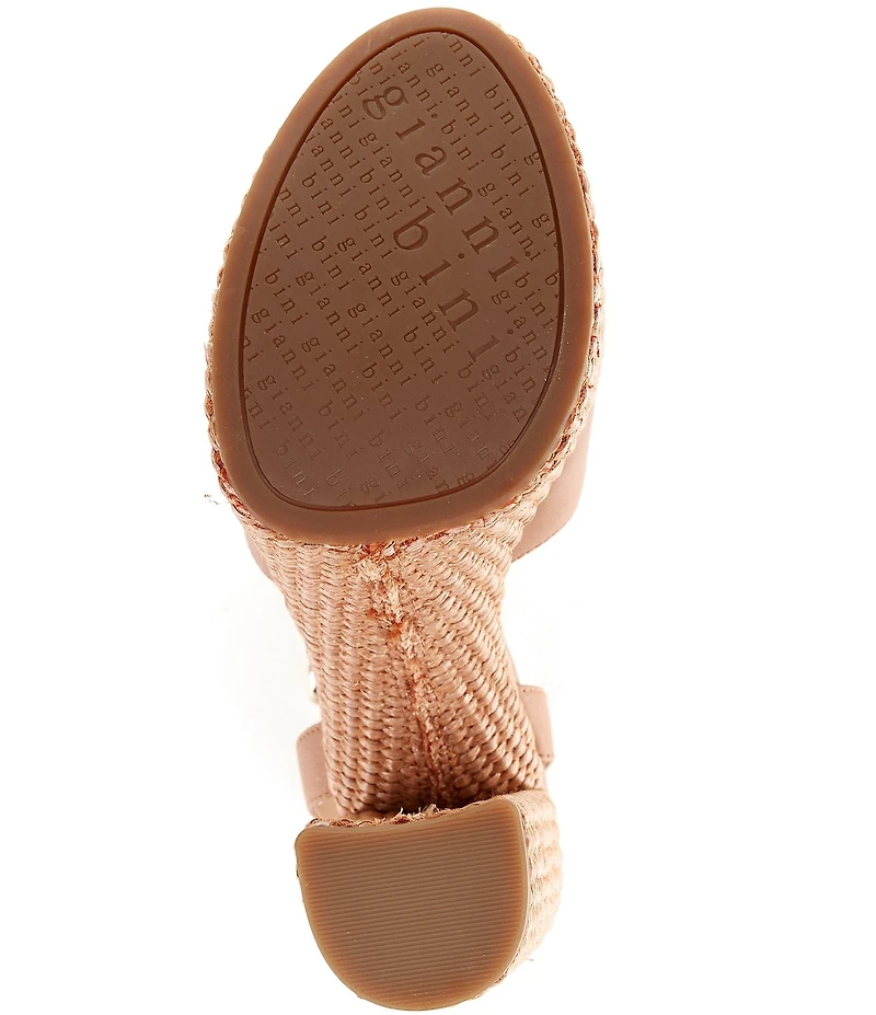 Gianni Bini Calvo Leather Ornamented Raffia Platform Dress Sandals