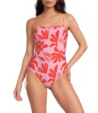 Gianni Bini Cardiff Rock Ruched Tie Side One Piece Swimsuit