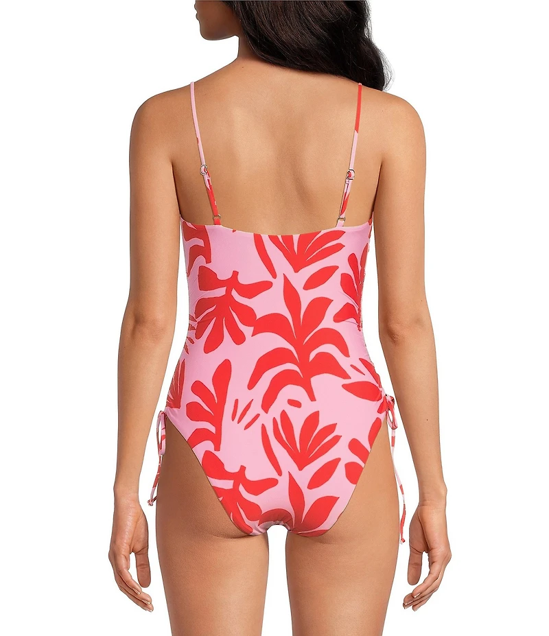 Gianni Bini Cardiff Rock Ruched Tie Side One Piece Swimsuit