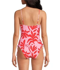 Gianni Bini Cardiff Rock Ruched Tie Side One Piece Swimsuit