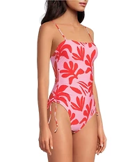 Gianni Bini Cardiff Rock Ruched Tie Side One Piece Swimsuit