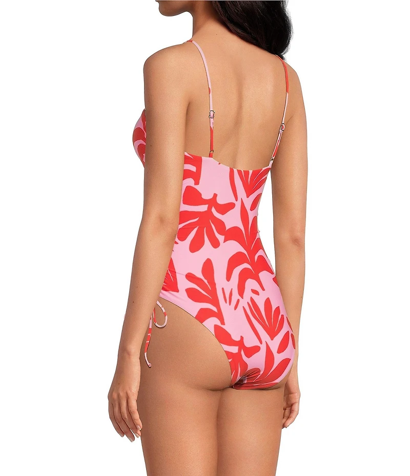 Gianni Bini Cardiff Rock Ruched Tie Side One Piece Swimsuit