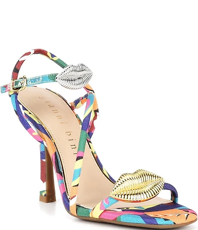 Gianni Bini Carletta Printed Lip Ornamented Dress Sandals