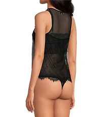 Gianni Bini Carmen Mesh Crew Neckline Sleeveless Bodysuit