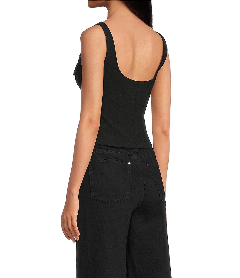 Gianni Bini Carrie Square Neck Buckle Strap Sleeveless Top