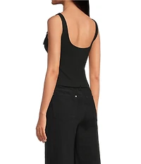 Gianni Bini Carrie Square Neck Buckle Strap Sleeveless Top