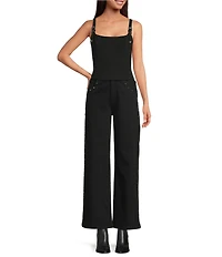 Gianni Bini Carrie Square Neck Buckle Strap Sleeveless Top