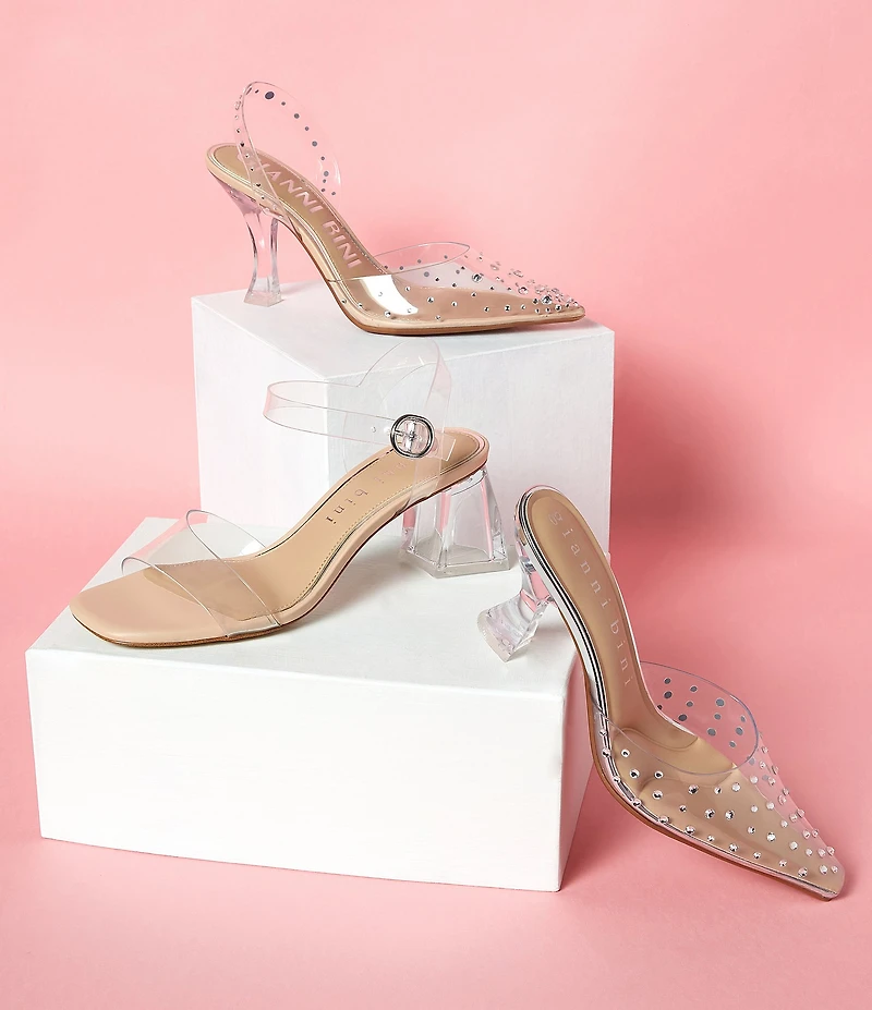 Gianni Bini CasideeTwo Clear Vinyl Rhinestone Slingback Pumps