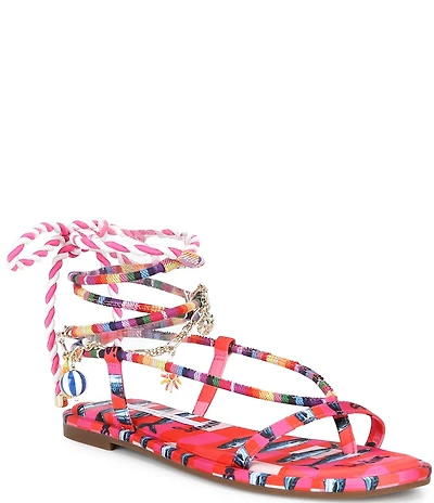 Gianni Bini Cayman Charm Rainbow Ankle Wrap Flat Sandals