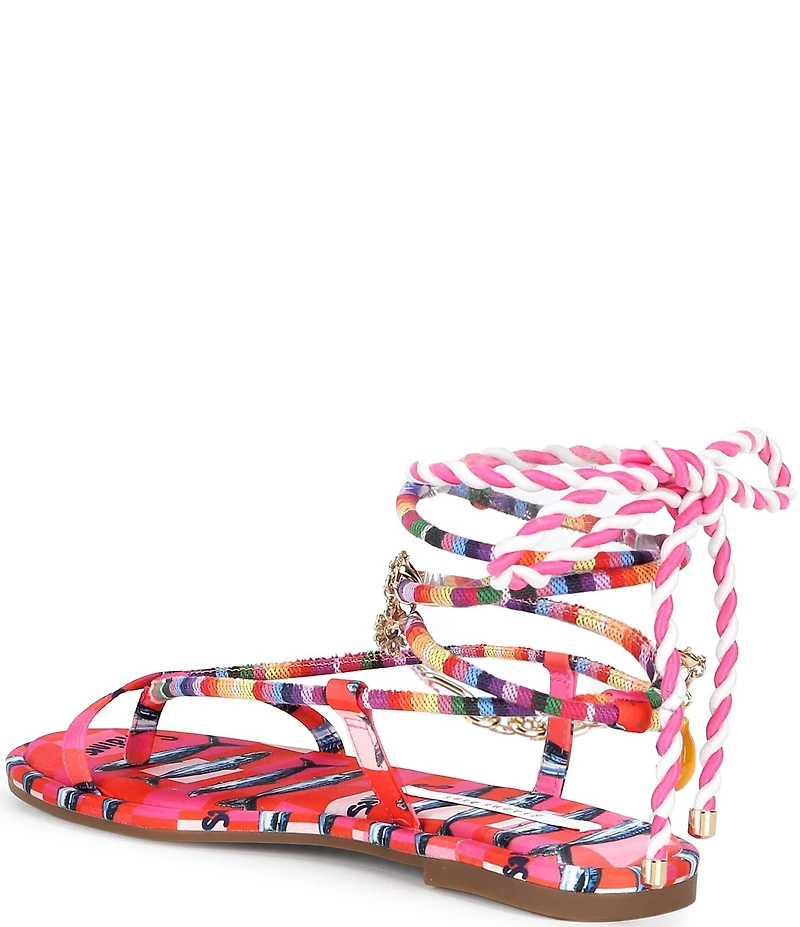 Gianni Bini Cayman Charm Rainbow Ankle Wrap Flat Sandals