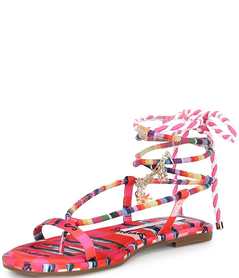 Gianni Bini Cayman Charm Rainbow Ankle Wrap Flat Sandals
