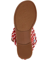 Gianni Bini Cayman Charm Striped Ankle Wrap Flat Sandals