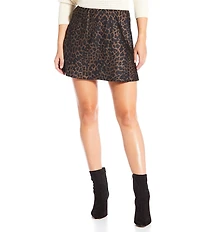 Gianni Bini Charlie Leopard Satin High Rise A-Line Slip Mini Skirt