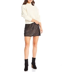 Gianni Bini Charlie Leopard Satin High Rise A-Line Slip Mini Skirt