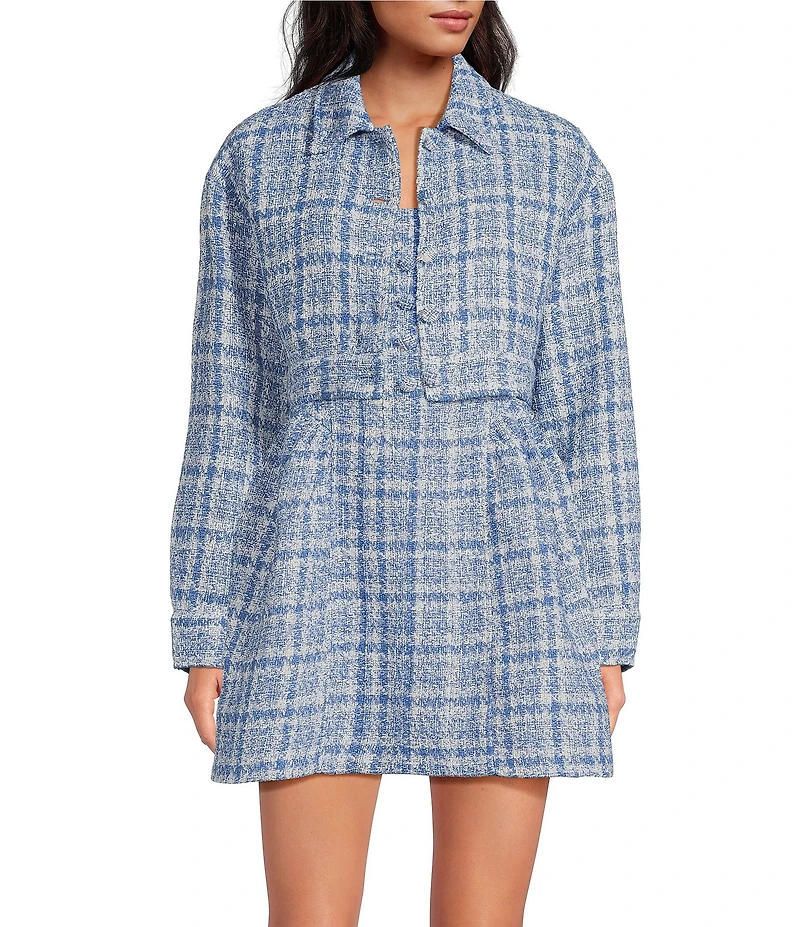 Gianni Bini Charlie Tweed Button Front Pocket Jacket