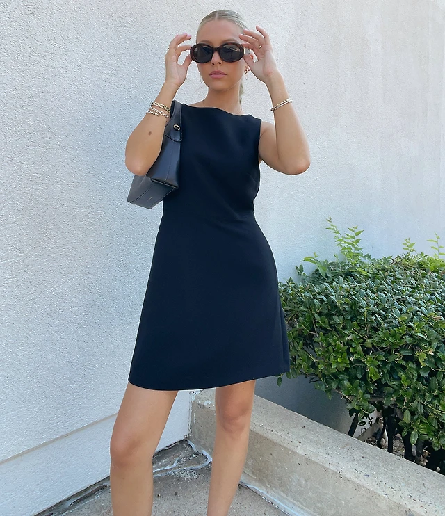Gianni Bini Charlotte Crepe Boat Neck Sleeveless A-Line Dress | Brazos Mall Gianni Bini Charlotte Crepe Boat Neck Sleeveless A-Line Dress | Brazos Mall