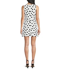 Gianni Bini Charlotte Crepe Polka Dot Print Boat Neck Sleeveless A-Line Mini Dress