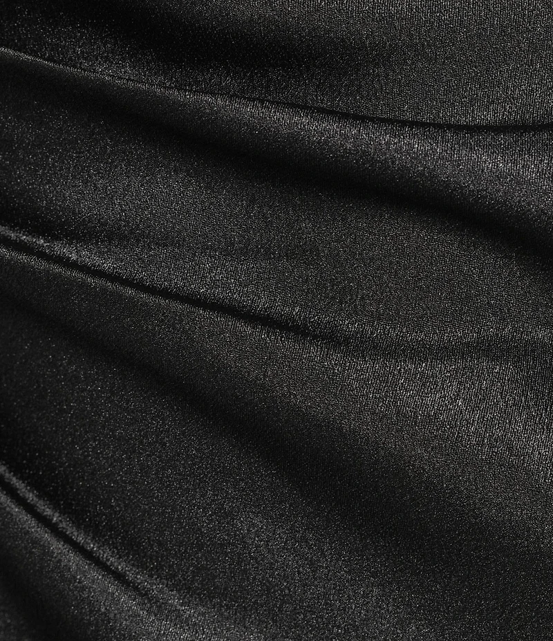 Gianni Bini Cheyanne Satin 3D Rosettes Cutout Round Neck Sleeveless Ruched Slip Maxi Dress