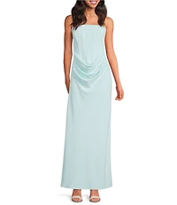 Gianni Bini Christen Crepe Corset Strapless Ruched Maxi Dress