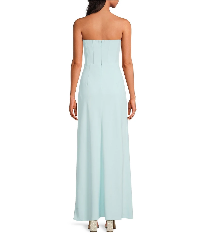 Gianni Bini Christen Crepe Corset Strapless Ruched Maxi Dress