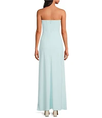Gianni Bini Christen Crepe Corset Strapless Ruched Maxi Dress