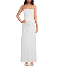 Gianni Bini Christen Crepe Corset Strapless Ruched Maxi Dress