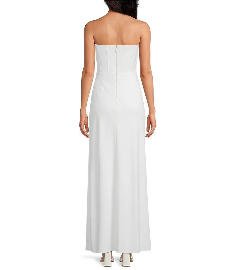 Gianni Bini Christen Crepe Corset Strapless Ruched Maxi Dress