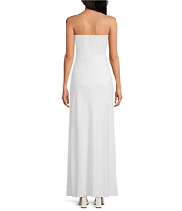 Gianni Bini Christen Crepe Corset Strapless Ruched Maxi Dress