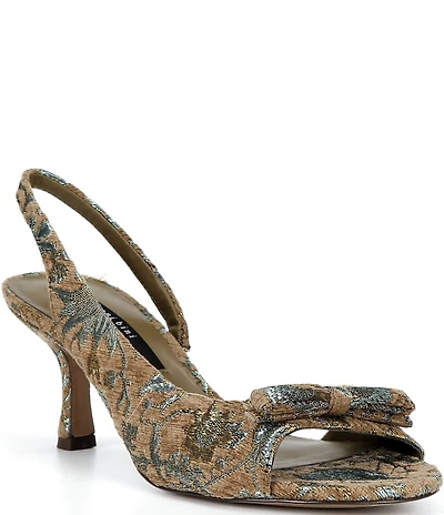 Gianni Bini Clancee Jacquard Mini Bow Slingback Dress Sandals