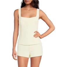 Gianni Bini Clara Crepe Square Neck Sleeveless Bow Back Coordinating Top