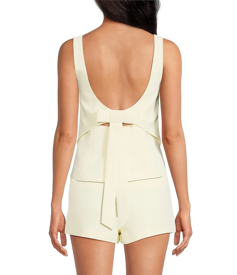 Gianni Bini Clara Crepe Square Neck Sleeveless Bow Back Coordinating Top