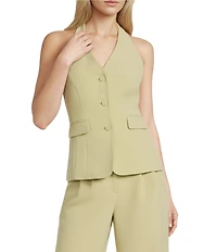 Gianni Bini Clark Crepe Halter Neck Coordinating Vest