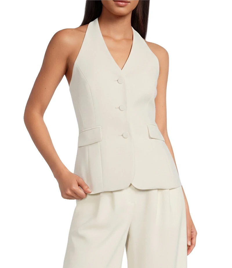 Gianni Bini Clark Crepe Halter Neck Coordinating Vest