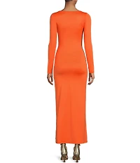 Gianni Bini Column Icon Knit Scoop Neck Long Sleeve Bodycon Dress
