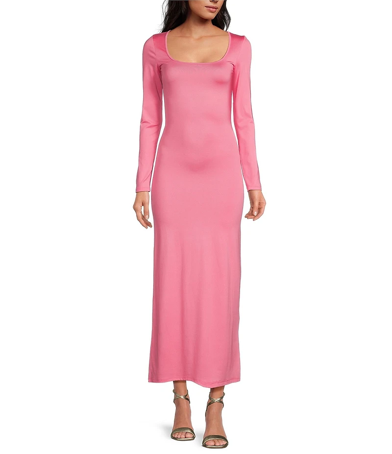 Gianni Bini Column Icon Knit Scoop Neck Long Sleeve Bodycon Dress