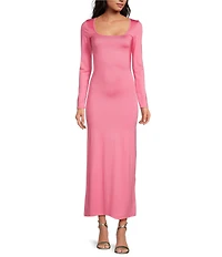 Gianni Bini Column Icon Knit Scoop Neck Long Sleeve Bodycon Dress