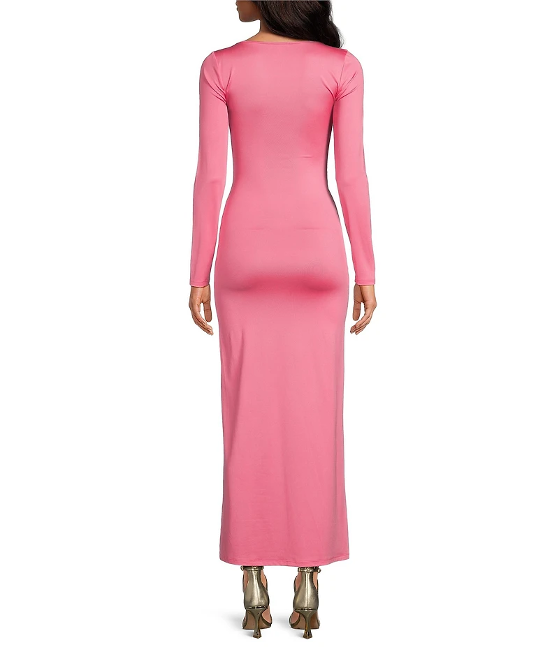 Gianni Bini Column Icon Knit Scoop Neck Long Sleeve Bodycon Dress