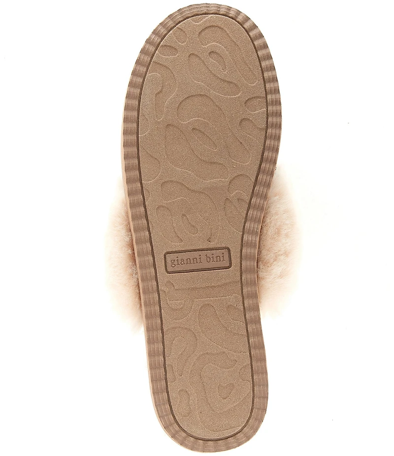 Gianni Bini Comfiee Four Leopard Embellished Rhinestone Bow Faux Fur Slippers